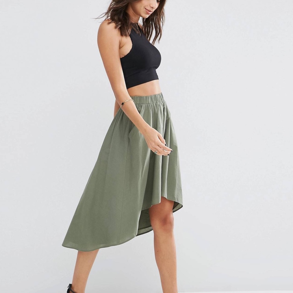 ASOS Skirt with Dip Back in Luxe Cotton